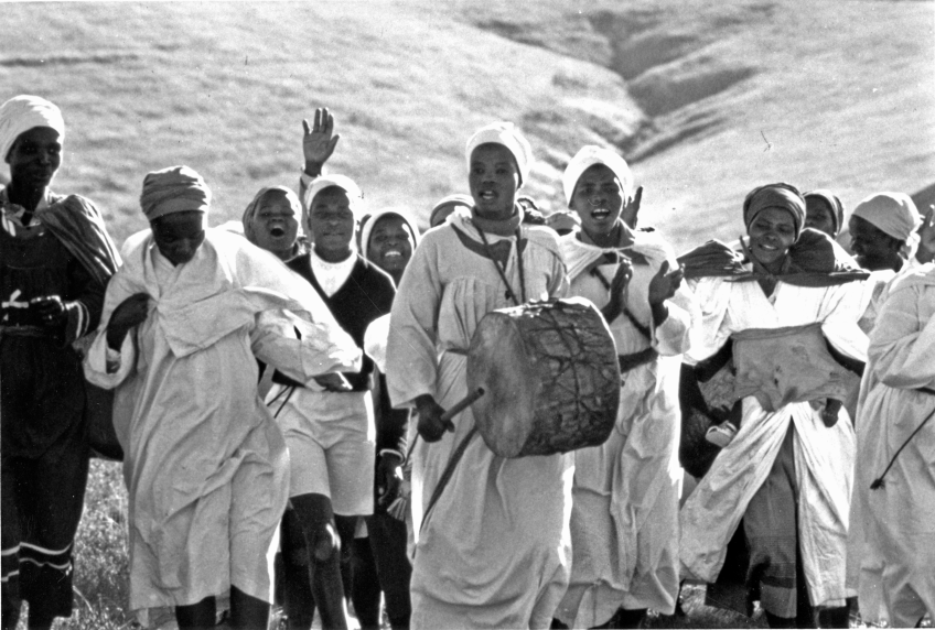 Africa Independent Church women return from visiting a sick church member 1986-1987