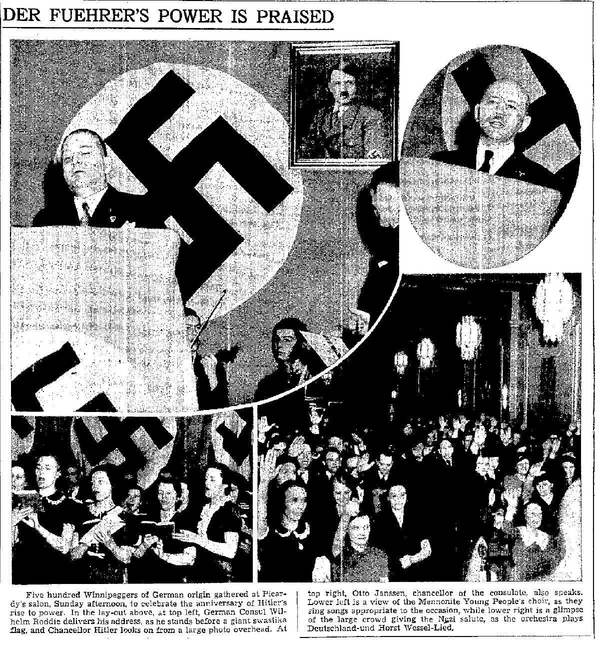 Mennonite Choir at Canadian Nazi Rally, Winnipeg Free Press, January 30, 1939 (1)