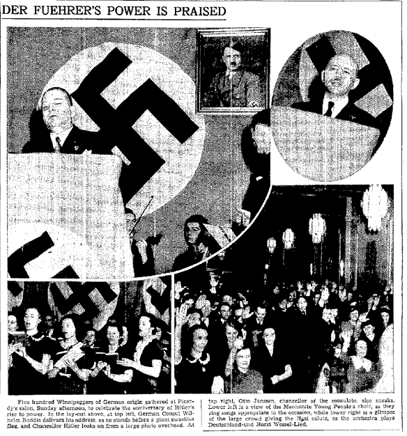 Mennonite Choir at Canadian Nazi Rally, Winnipeg Free Press, January 30, 1939 (1)