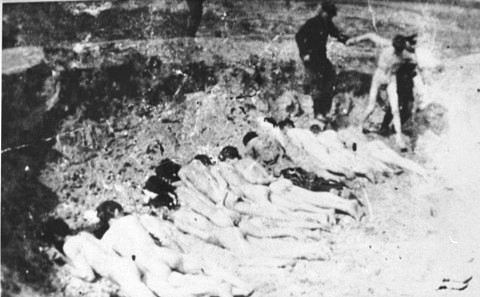 A naked prisoner is led to an execution site in the Stutthof concentration camp 2